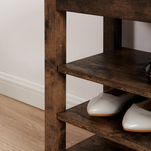 A height-adjustable shoe-changing bench made of high-quality wood,