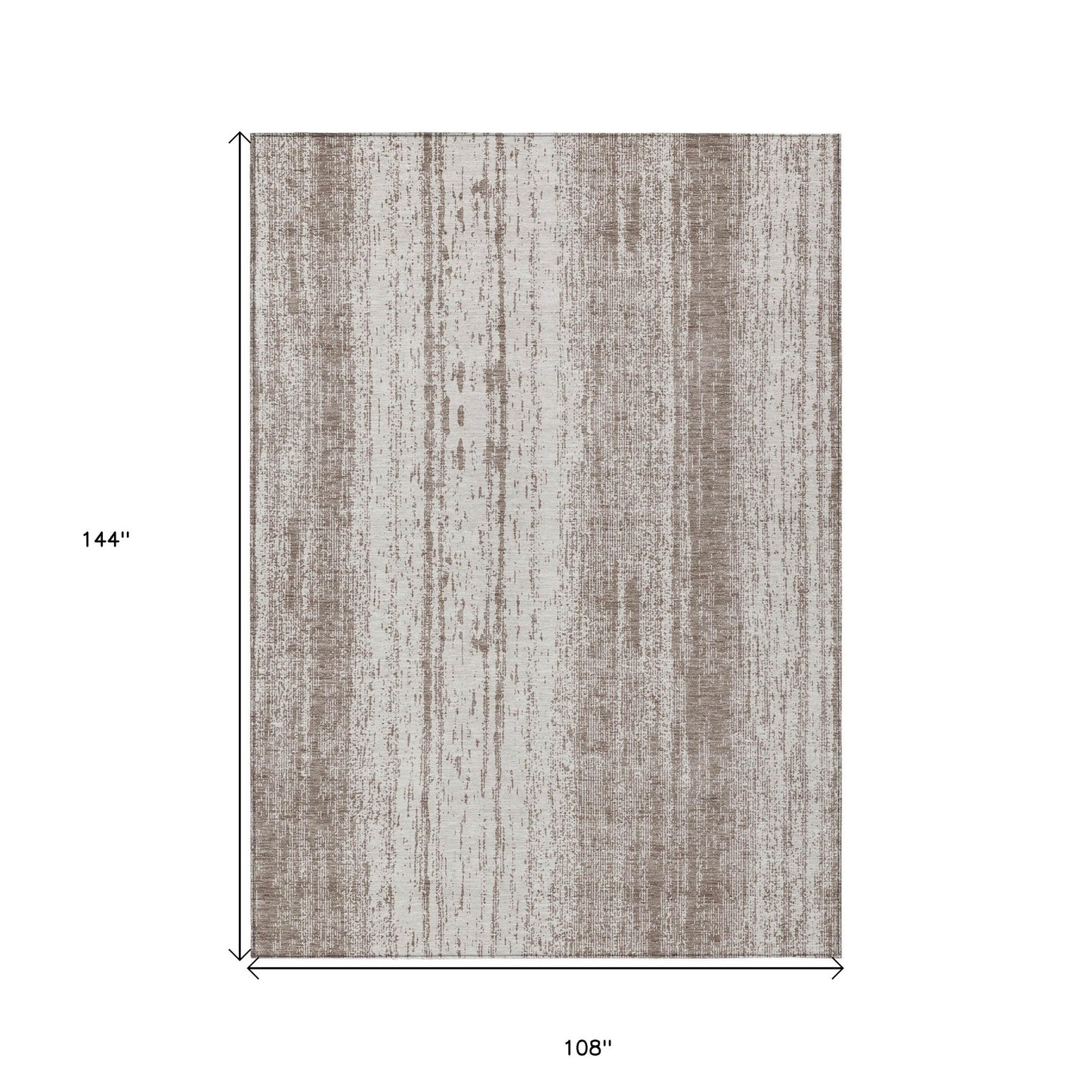 9' X 12' Taupe And Ivory Striped Washable Indoor Outdoor Area Rug