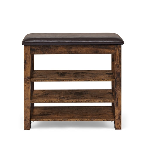 A height-adjustable shoe-changing bench made of high-quality wood,