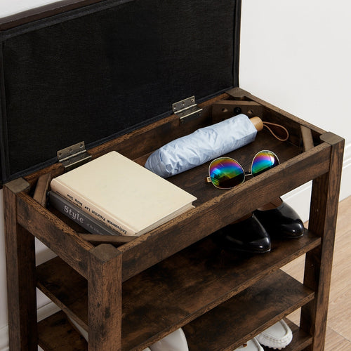 A height-adjustable shoe-changing bench made of high-quality wood,
