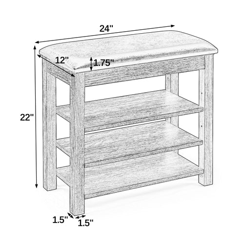 A height-adjustable shoe-changing bench made of high-quality wood,