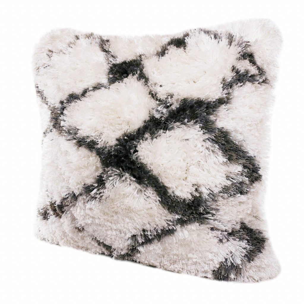 20" Black And White Fabric Geometric Throw Pillow