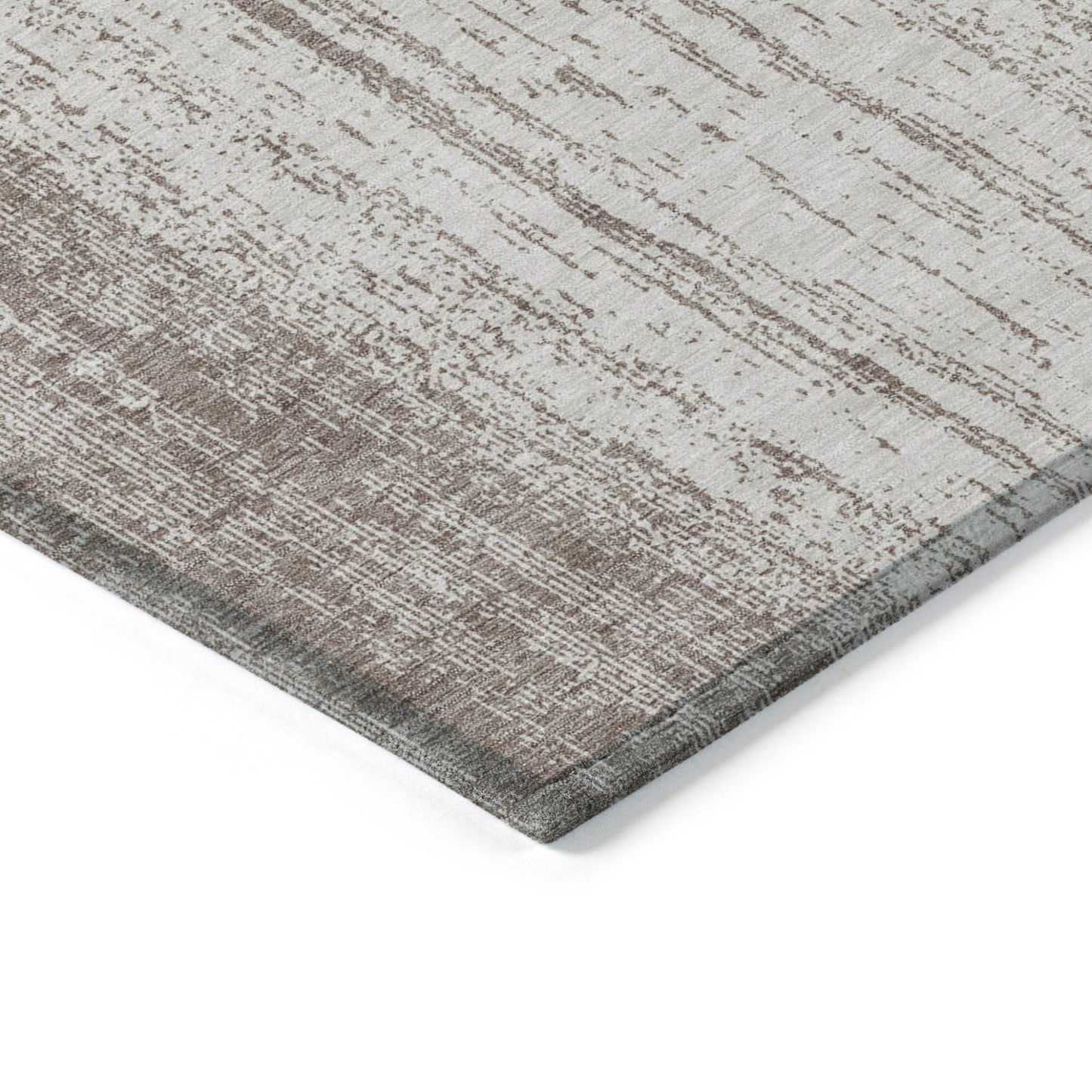 9' X 12' Taupe And Ivory Striped Washable Indoor Outdoor Area Rug