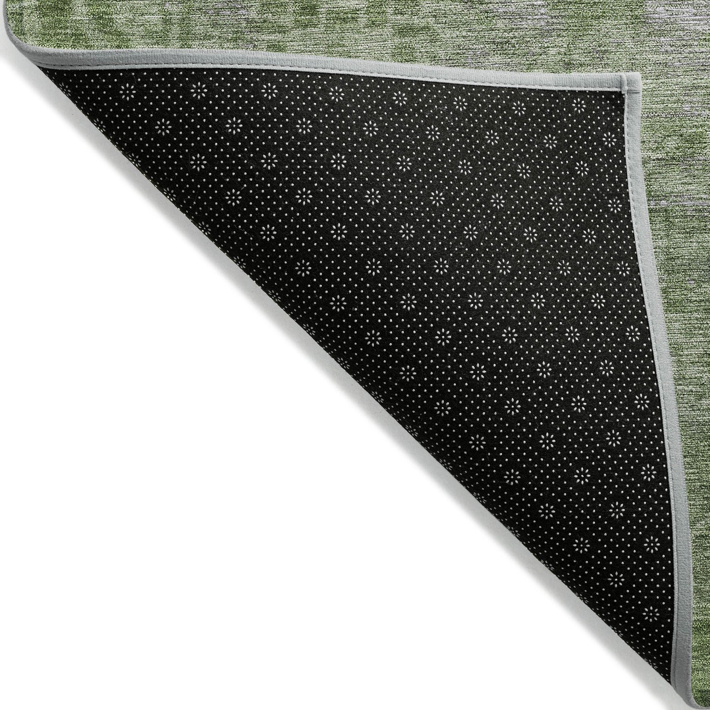 9' X 12' Fern Green Oriental Washable Indoor Outdoor Area Rug