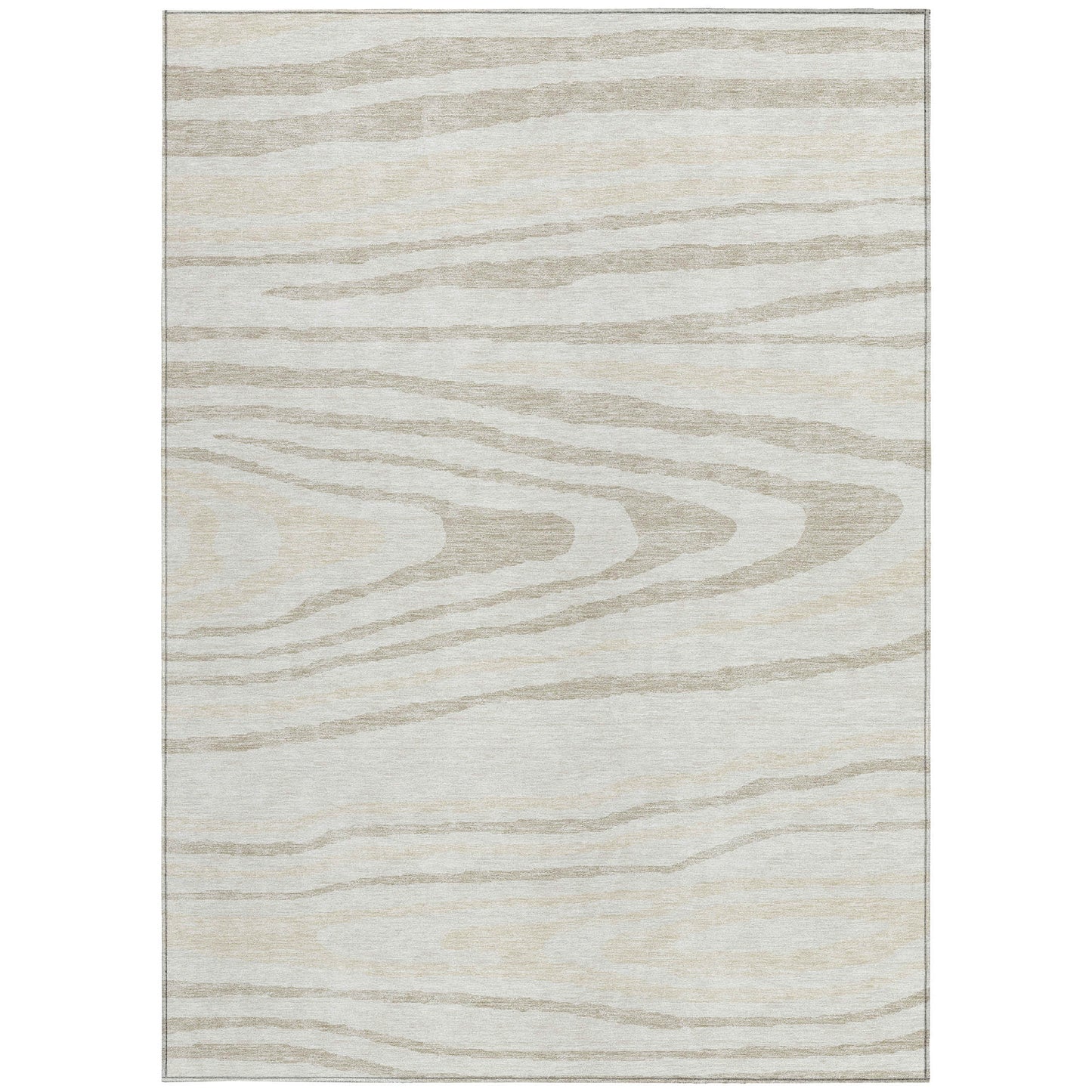 8' X 10' Ivory Beige And Taupe Faux Bois Washable Indoor Outdoor Area Rug