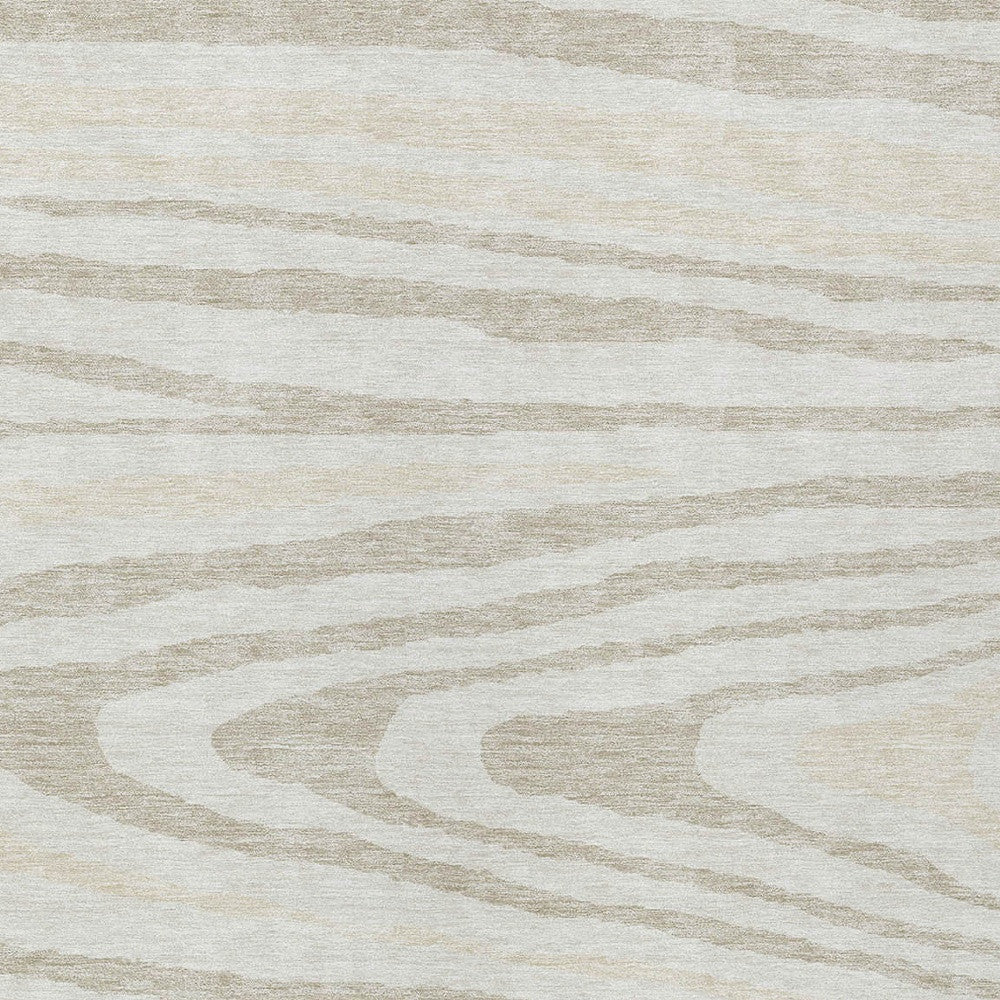 8' X 10' Ivory Beige And Taupe Faux Bois Washable Indoor Outdoor Area Rug