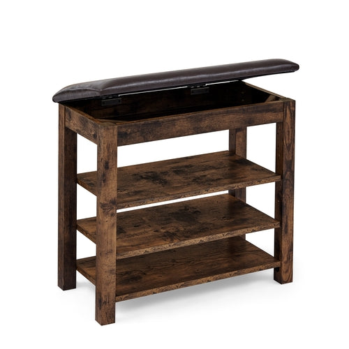 A height-adjustable shoe-changing bench made of high-quality wood,