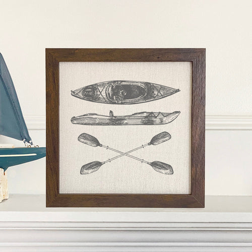 Hand Drawn Kayak - Framed Sign