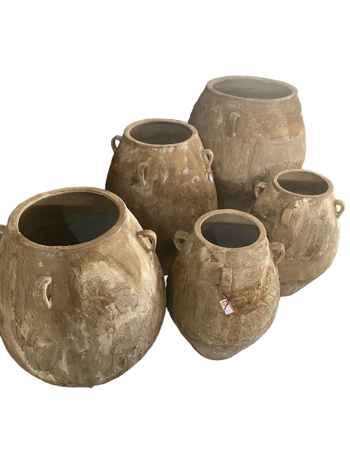 Large Rustic Clay Vase Set