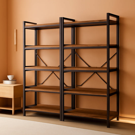 Rustic Brown 5 Tier Bookcase