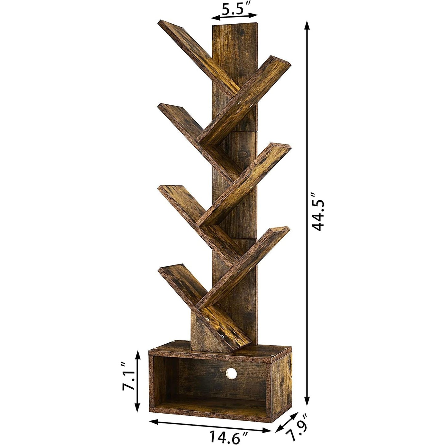Rustic Tree Bookshelf with Drawer and Shelves
